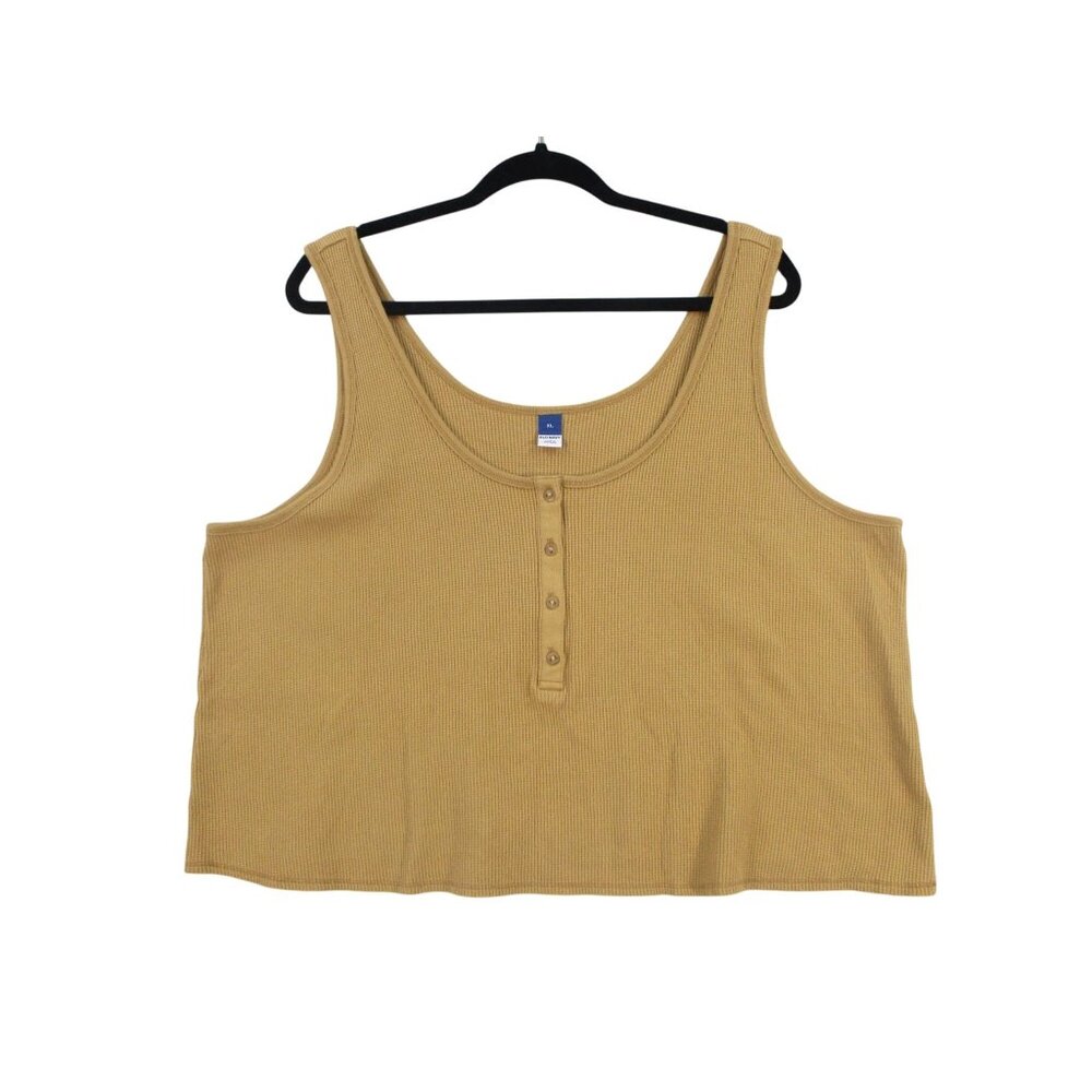 Old Navy Ribbed Henley Tank Top Butter Yellow Xl Soft Comfortable Layering Piece
